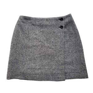 Vintage HUGO BUSCATI COLLECTION 90s Wool Skirt Gray Tweed A-line Small 4 Italy